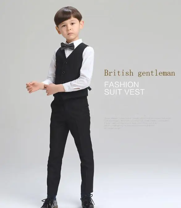 

4pieces set autumn 2017 children's leisure clothing sets kids baby boy suit vest gentleman clothes for weddings formal clothing