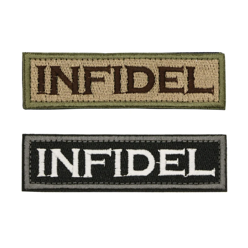 INFIDEL Embroidery Patch Slogan Patches Embroidered Appliques Patches For Clothing Cap