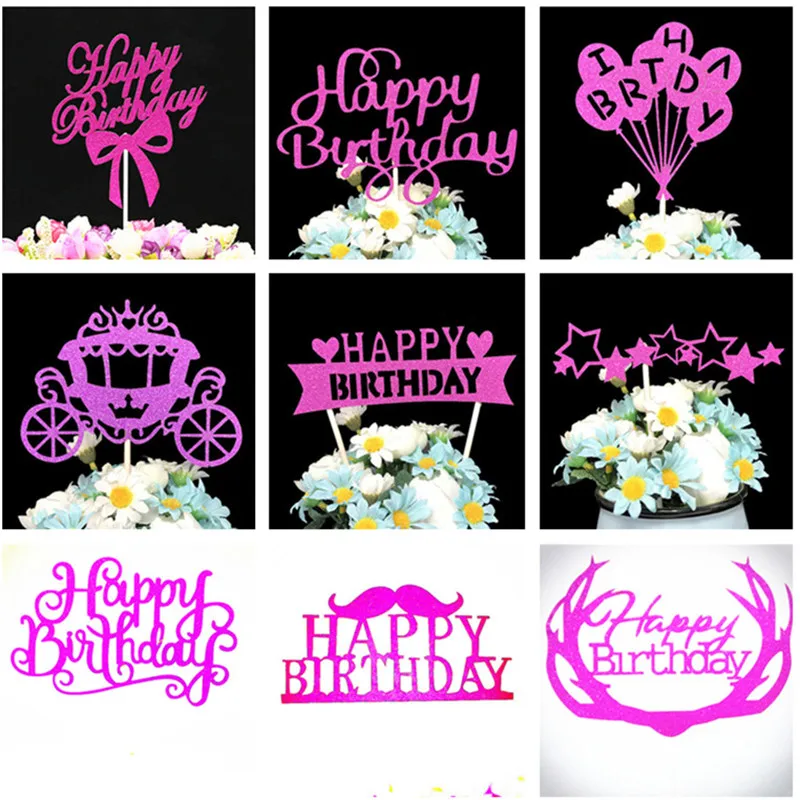 

Happy Birthday Cake Topper Sweet 16 Party Decoration Cake Cupcake Topper Babyshower Decoration Party Favors Cake Topper Birthday