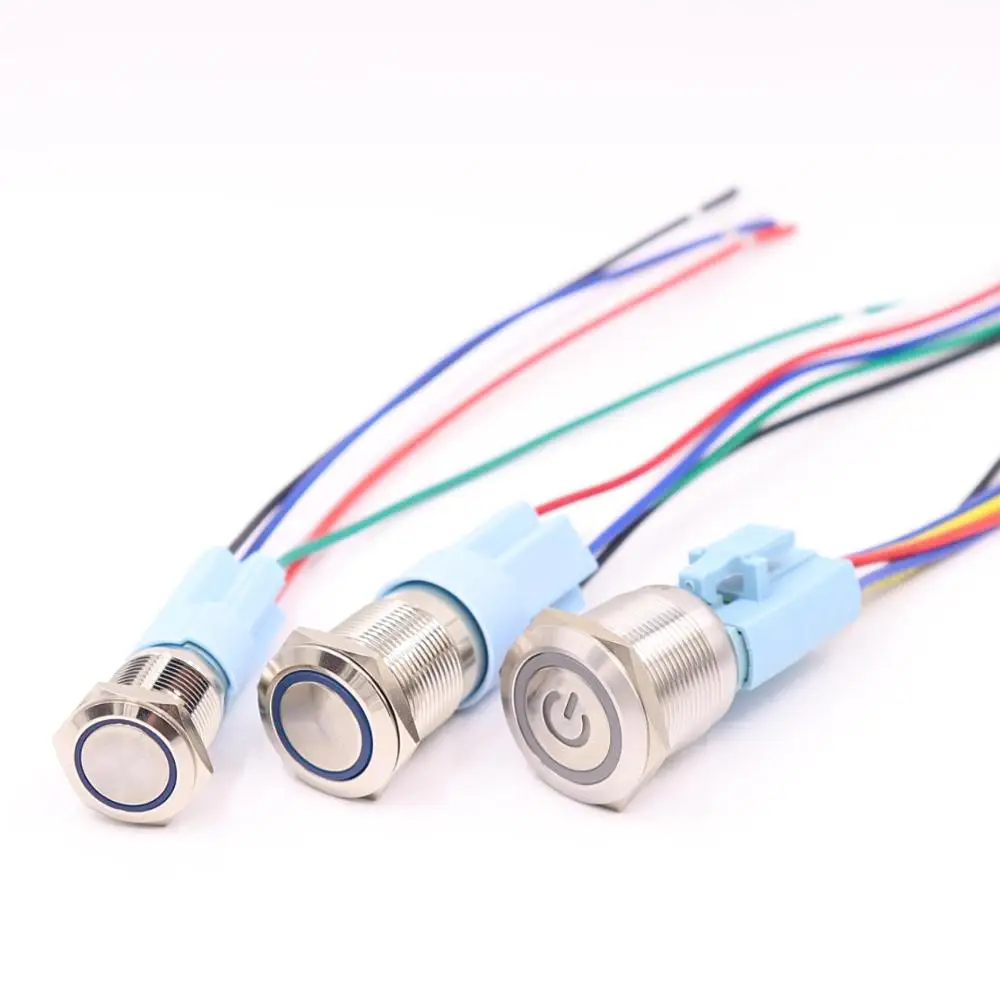 16mm 19mm 22mm Metal Button Switch Socket Connector Cable Socket For Metal Push Button Switch Wiring 5Wires