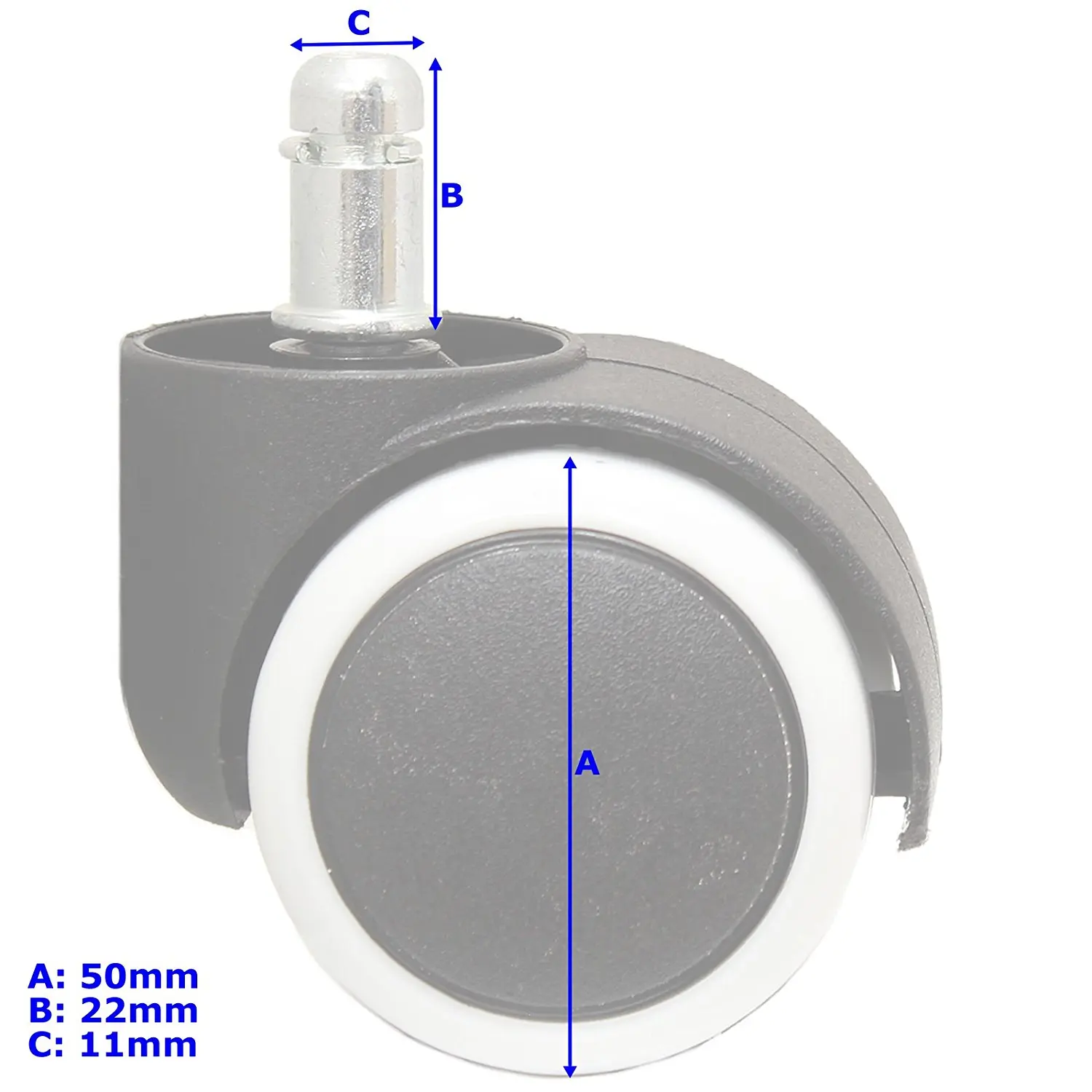 5 sztuk 50mm uniwersalny wyciszenie Caster krzesło biurowe rolki rolki koła czarny i biały 360 stopni krzesło obrotowe kółka z tworzywa sztucznego