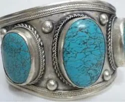 Hot-selling new multi-style hand-carved Longman Tibetan Silver Turquoise Cuff Bracelet Free shipping