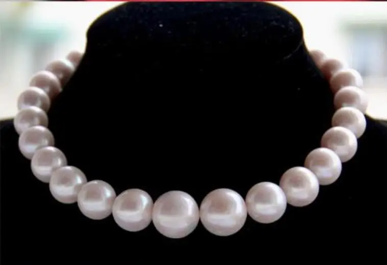 

Merry 12-14mm natural freshwater pearl necklace round light women's necklace 925 clasp 18inch