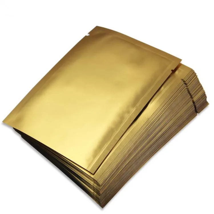 300 SZT. Matowe, jasnozłote, otwarte od góry, aluminiowe torebki z folii aluminiowej do samodzielnego nadruku logo, na kawę, zioła, przekąski, matcha, herbatę, cukier, zgrzewane, do przechowywania. — zdjęcie 2