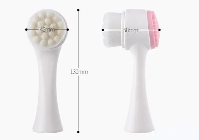 Brosse de nettoyage du visage en Silicone 3D, Portable, Double Face, outil de soins de la peau