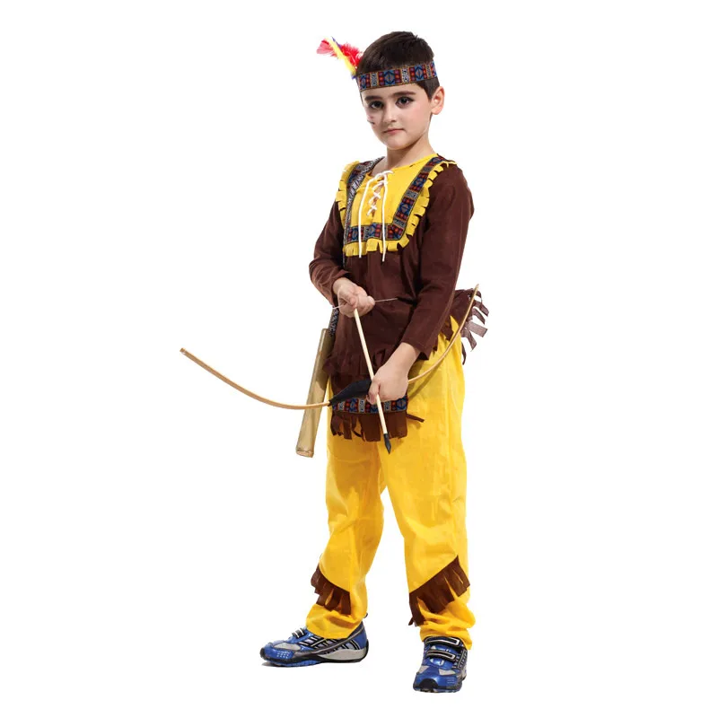 Kids Boys Halloween Cosplay Hunter Costumes Indian Prince Children's Sets Full-sleeve For Kids 4-12 Years Old M/L/XL