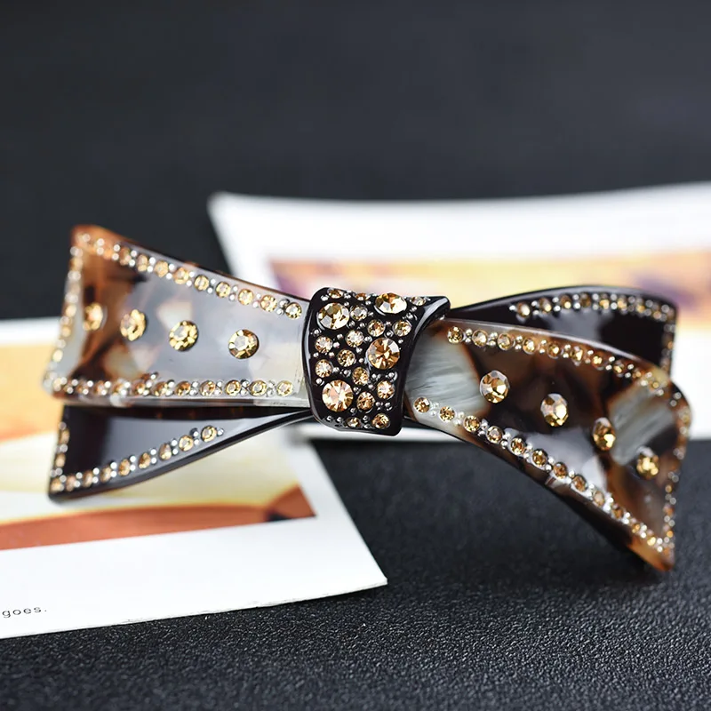 Women head wear rhinestone hair clip large ponytail holder vintage hair barrette bow hair accessories for women