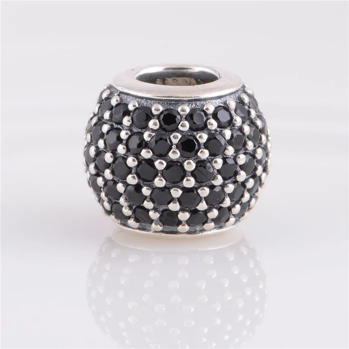 

Original 925 Silver Screw Core Charms Beads with Black Rhinestone Crystal, Fits Pandora Style Bracelet Snake Chain LW170C