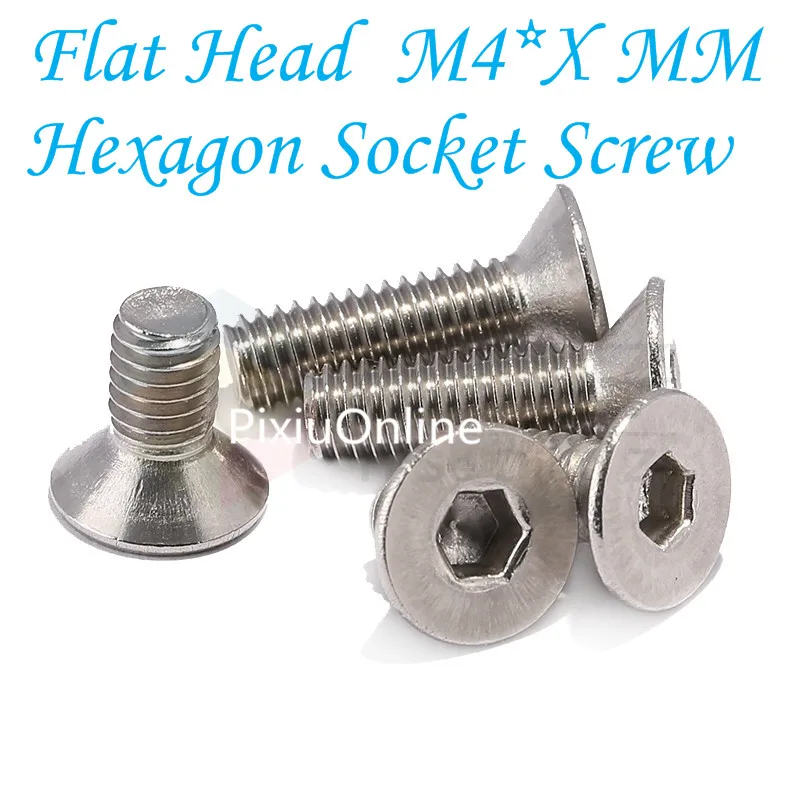 

10PCS YT814 304 Stainless Steel Hexagon Socket Screw Inside Hexagonal Bolt M4 * Xmm Free Shipping Flat Head/Flush Bolt