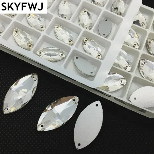 Crystal Clear Marquise Navette Sew on Rhinestone Horse Eye Sewing Glass Crystals 5x10mm 6x12mm 7x15mm 9x18mm 13x22mm 15x31mm