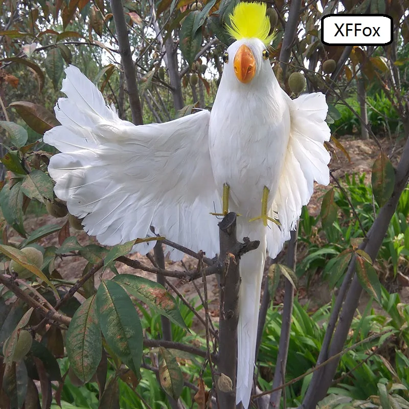 

big real life white "hello" wings parrot model foam&feather simulation cockatoo bird gift about 45cm xf0266