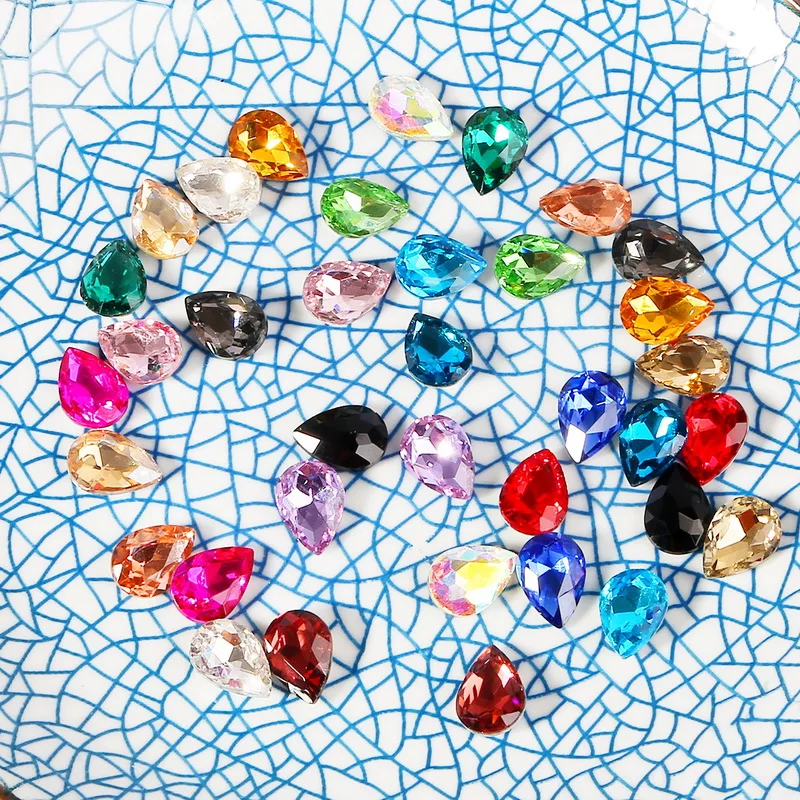 20 colori di Goccia Dell\'acqua di Scintillio Lucido di Cristallo di Vetro Del Chiodo Strass Pendenti e Ciondoli FAI DA TE Design Polacco 3D Manicure