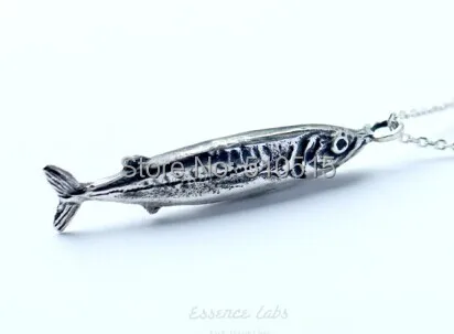 Sardine Fish Necklace Cute Boho Pilchard Animal Pendant Gothic Ocean Jewelry