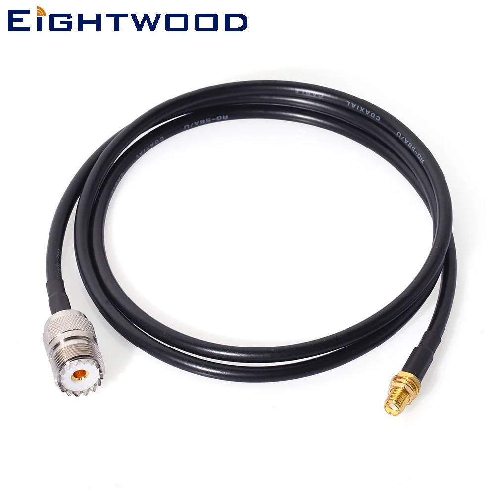 Eightwood SMA Female Bulkhead to UHF Female SO-239 Coaxial RG58 Cable 1m for Kenwood Baofeng  Walkie Talkie Mobile Antenna Aeria