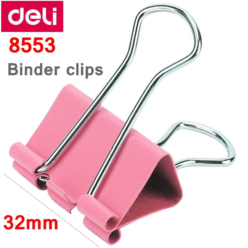 

24PCS/BOX Deli 8553 binder clips 1-1/4" (32mm) color clips paper documents clips