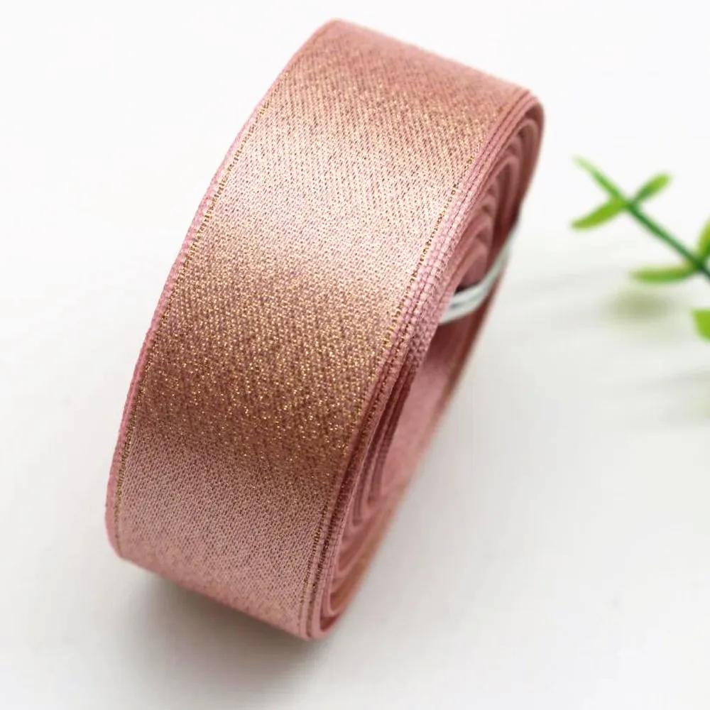 10 Yards 22MM Double-Sided Gold Silver Wire Ribbon With DIY Handmade Materials Gift Wrapping Headwear Belt