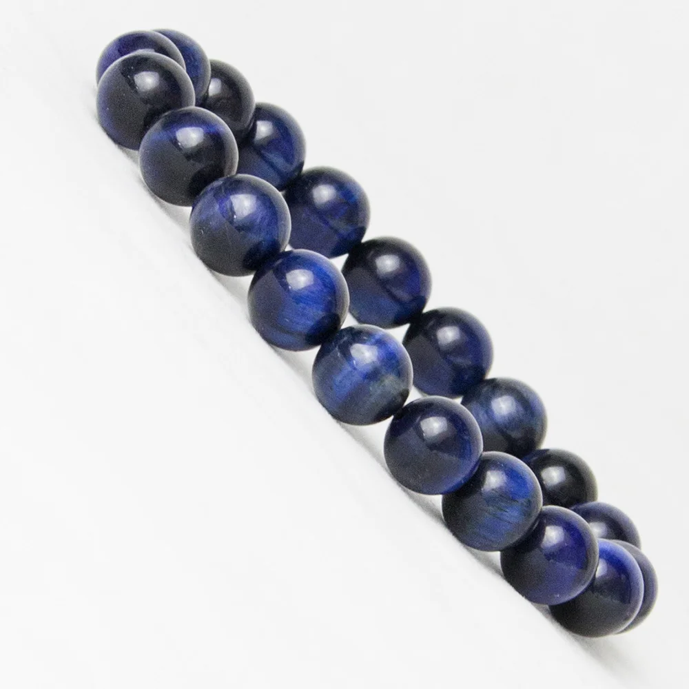 High Quality Blue Tiger Eye Buddha Bracelets Natural Stone Round Beads Elasticity Rope Men Women Bracelet