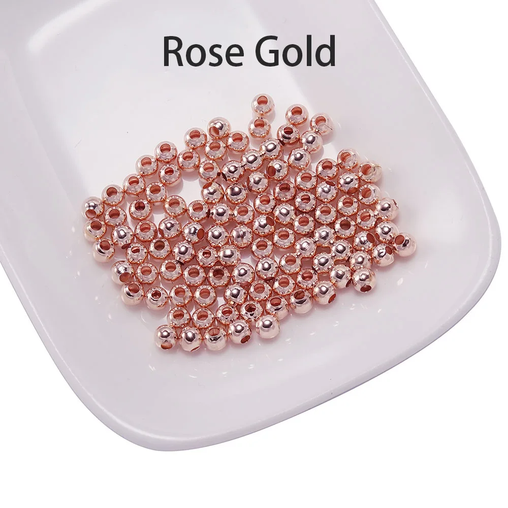 30-500 teile/los 2-10mm Gold Farbe Runde Spacer Perle Ball Ende Metall Rocailles Für Armband Halskette DIY Schmuck Machen Zubehör – Detail 12