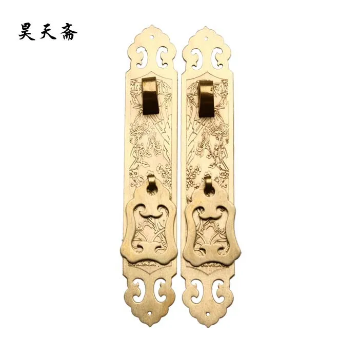 

[Haotian vegetarian] Chinese antique furniture copper fittings HTC-067 straight handle 14cm plum chrysanthemum