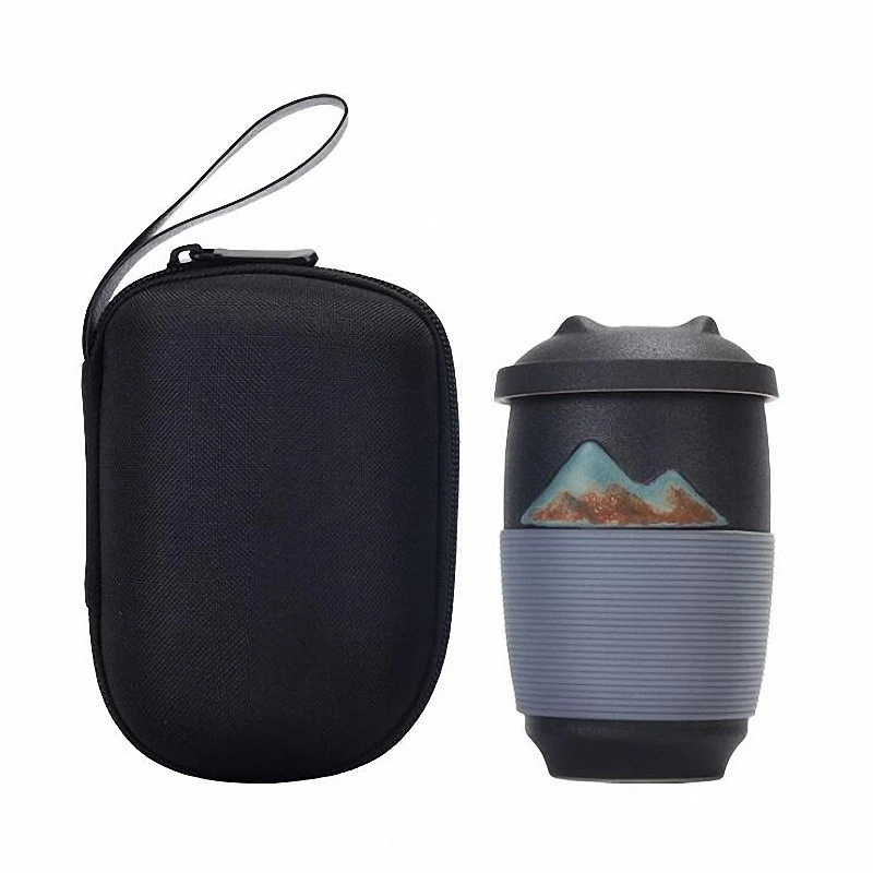 PINNY 300ML Office Creative Mug Ceramic Portable Travel Tea Mugs Chinese Tea Service Household Tea Maker Double Wall  Tea Cup