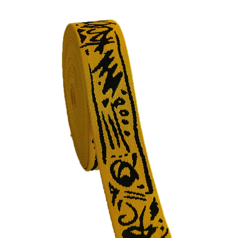 

Hot Quality New Design 42MM Polyester Jacquard Webbing Belt With Finishing Line Yellow/Black Colorful