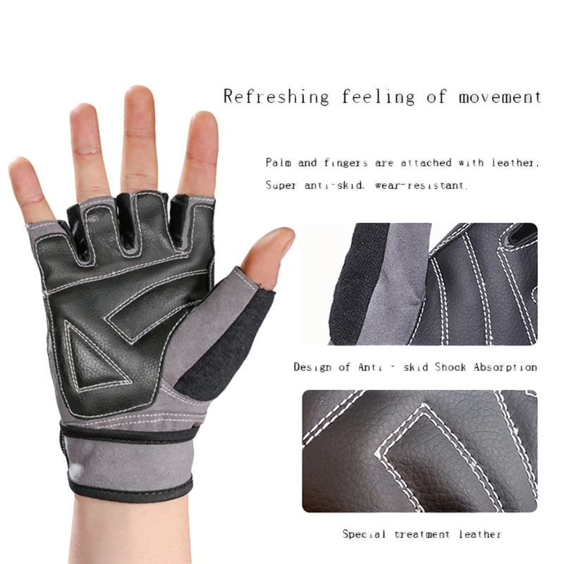 New Half Finger Sports Gloves Gym Dumbbell Weightlifting Fitness Gloves Exercise Palm Leather Gloves Luvas Guantes G112