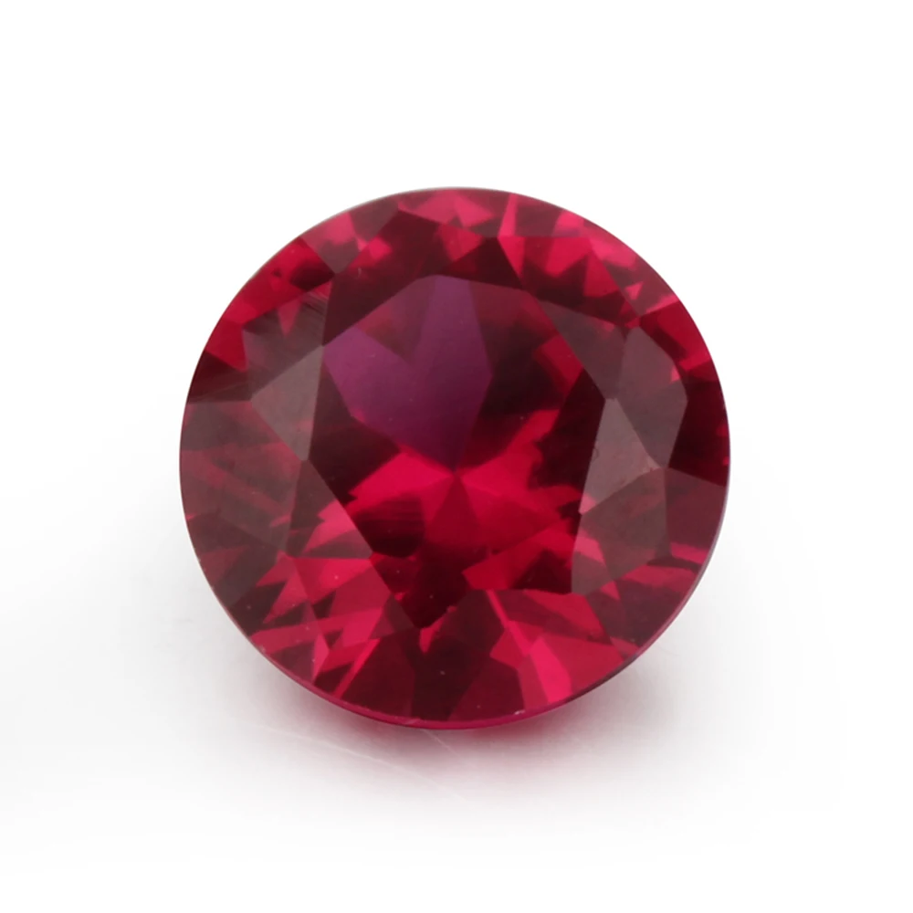 100pcs/lot 4mm-10mm Round Shape Brilliant Cut Ruby Loose Synthetic 5# Red Corundum for Jewelry