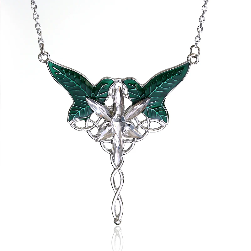 dongsheng Fashion Long Elven Leaf Pendant Arwen Evenstar Pendant Necklace For Men And Women Movies Jewelry