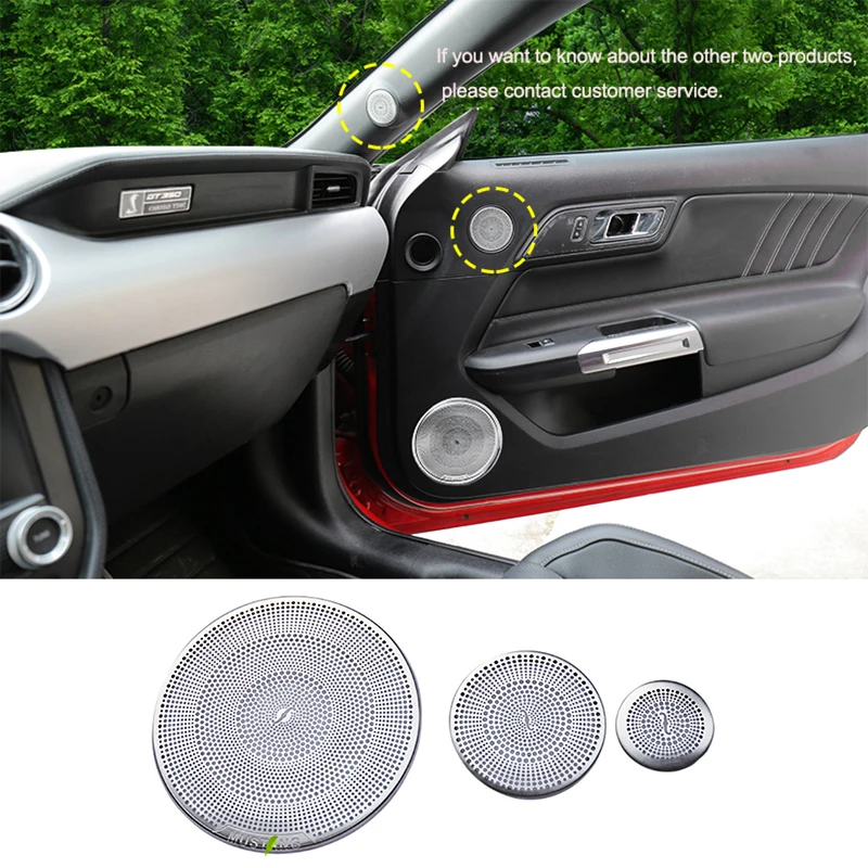 QHCP Car Door Audio Speaker Decorative Cover Sticker Trims Stainless Steel For Ford Mustang 2015-2022 Styling Interior Accessory
