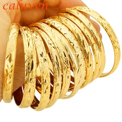 1pcs Fashion Dubai Bracelets Jewelry Gold Color Ethiopian Bangles for Women Africa Arab Items Wholesale Wedding Gift