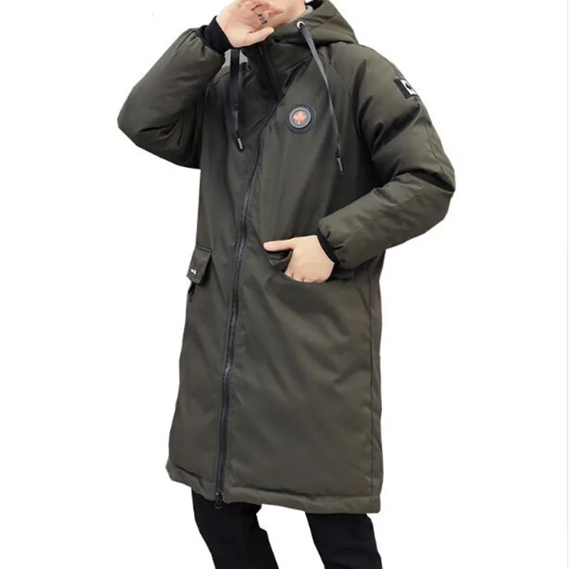 Chaqueta larga de talla grande para hombre, Parka cálida informal, abrigo de largo medio, con gorro grueso, para otoño e invierno, M-5XL