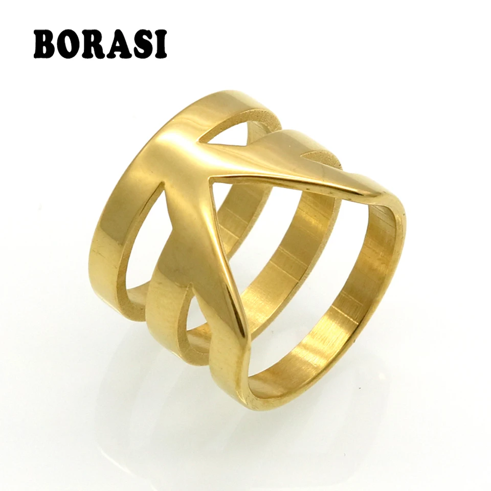 Latest Design V Rings Fashion Jewelry For Women Stainless Steel Gold Color anillos For Wedding Engagement HOT Sale
