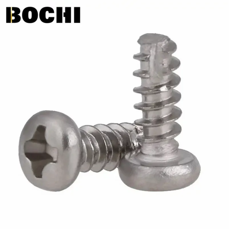 GB/T818 50PCS 304 stainless steel round head phillips coss notching cut tail self tapping screws M2 M2.3 M2.6 M3 screw