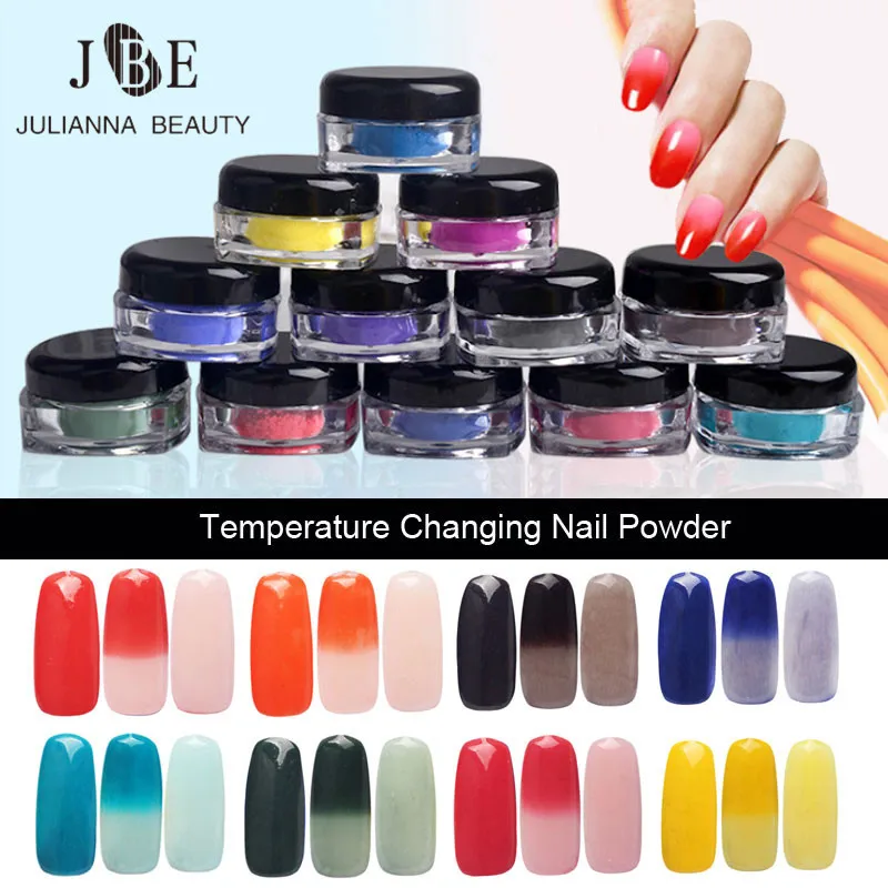 6 Box/Lot Thermal Color Change Pigment Temperature Color Change Powder  Thermochromic Pigment Gradient Nail Glitter Powder