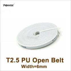 POWGE-correa de distribución T2.5 PU de 5 metros, polea de sincronización de extremo abierto, ancho de T2.5-6 = 6mm, ajuste de correa T2.5, para impresora 3D, CNC, RepRap