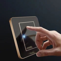 EU 1 2 3 4 Gang 1 2 Way Press button Black Mirror Light Switch Any Point Wall Switch Acrylic Panel With Led Socket USB German UK