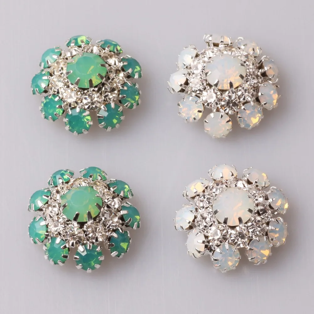 22mm 10 pcs charm Crystal blue Rhinestone Buttons Clothing Sewing Scrapbook Craft Decorative