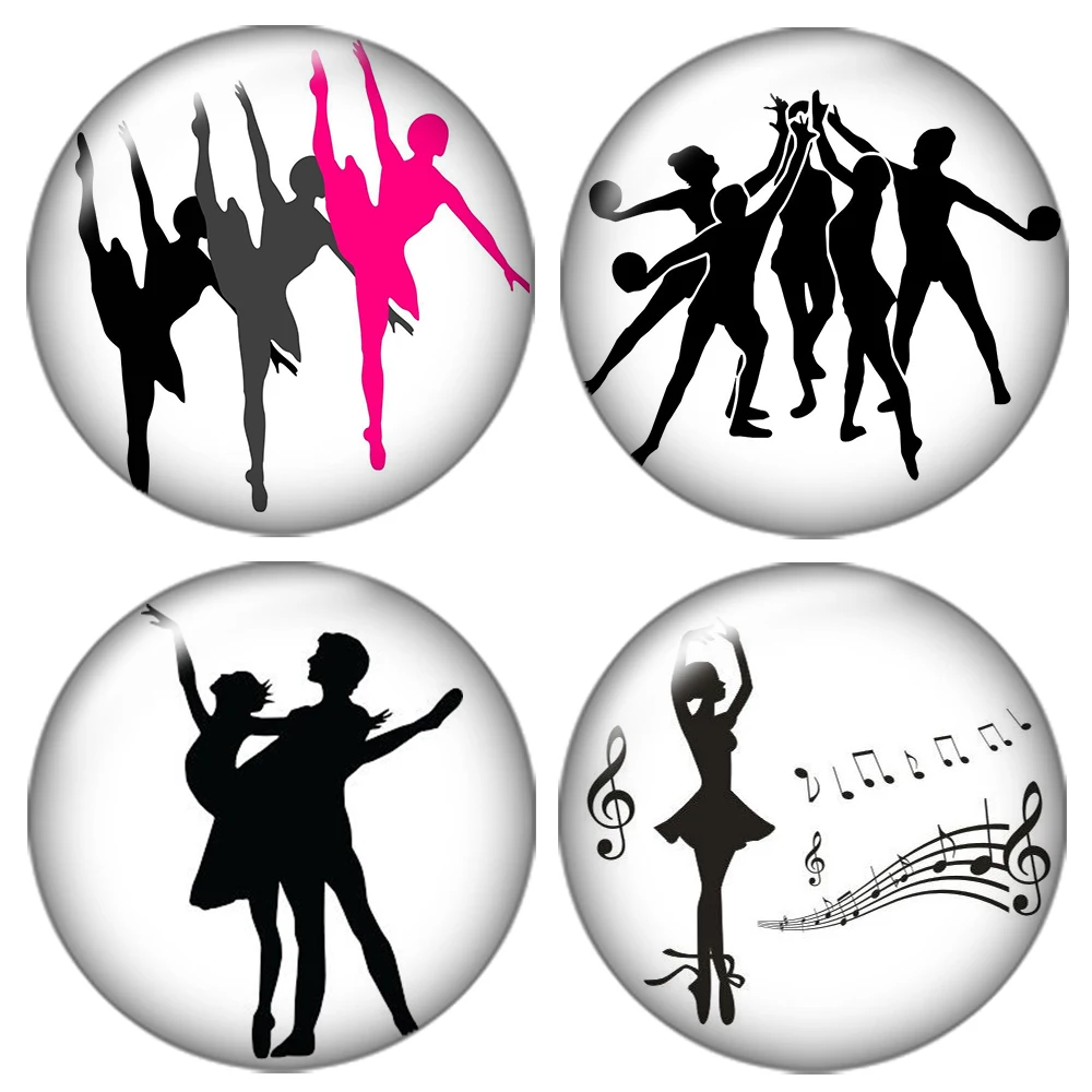 Love Dancing Ballet 10pcs mixed 12mm/16mm/18mm/25mm Round photo glass cabochon demo flat back Making findings ZB0407