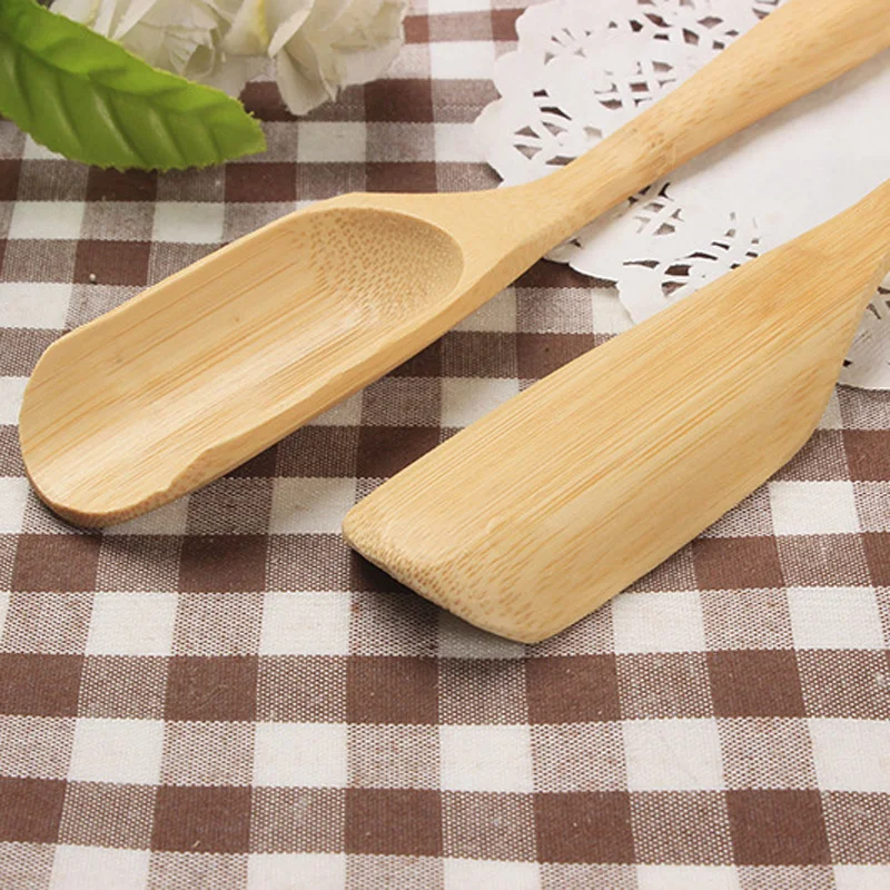 500Pcs/Lot Natural Bamboo Tea Scoop Retro Style High Quality Delicate Spoon for Tea Honey Sauce Coffee Tea Leaves Chooser Holder