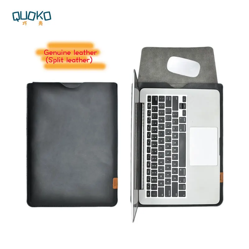 Venda Ultra-fino Super Magro Manga Bolsa Capa Couro Genuíno Bolsa para Portátil Case para Macbook Pro ar 13 15 16 m1 Mac Pro 14