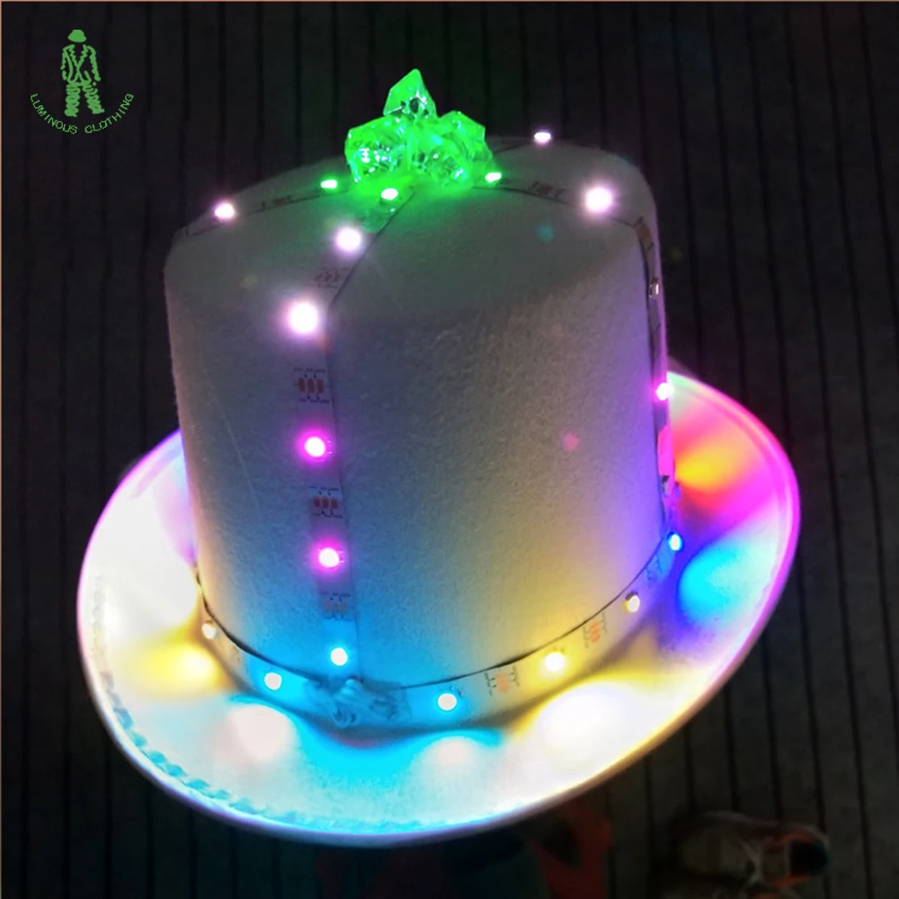 Free Shipping High Quality Flash LED Lighting Magic Hat Unisex Hip Hop Jazz Cap Club Party Stage Dancer Wear Halloween Flash Hat