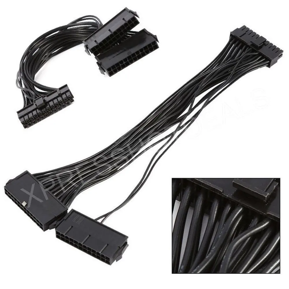 24PIN 20+4 Dual PSU Multiple Power Supply Splitter Adapter Cable Cord