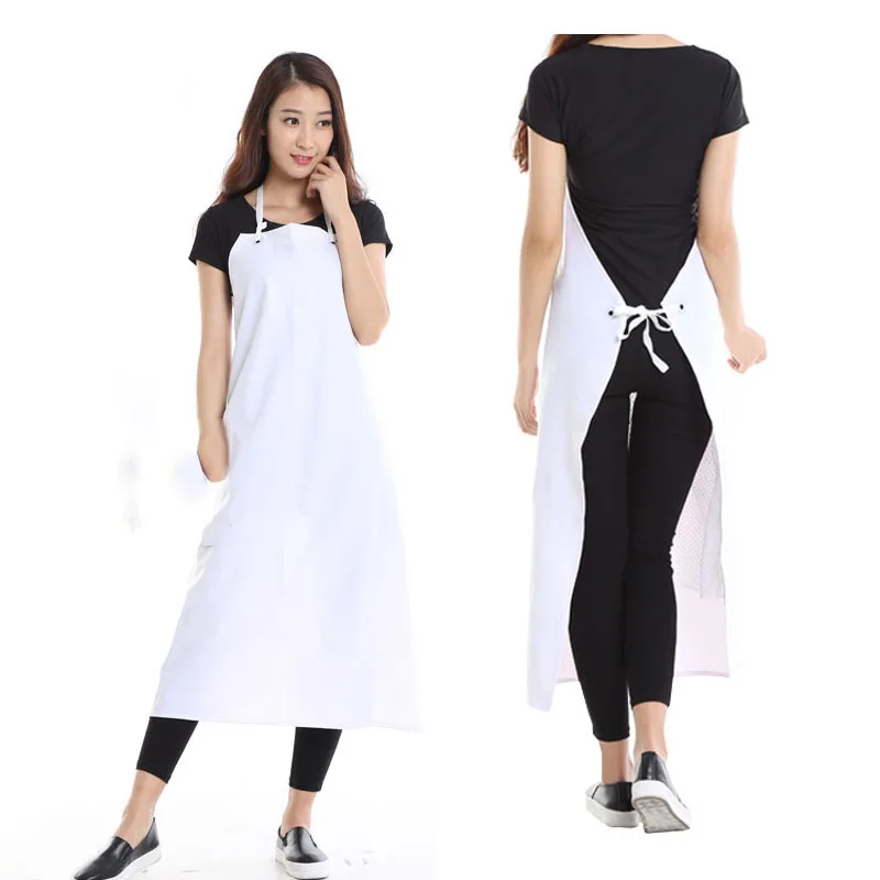 White Waterproof Apron Food Factory Kitchen Long Oil-proof Waist Canteen Waterproof Bib Rice Table Apron