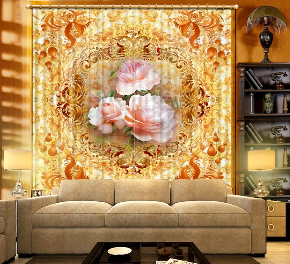 customize 3d curtains Marble three-dimensional flower living room bedroom kids room window home decor curtains