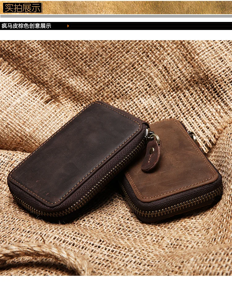 Vintage Key Holder men Genuine Leather key holder Leather key wallet men housekeeper women key case smart organizer pouch