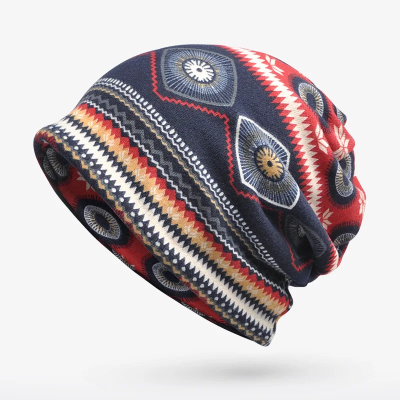 New arrival Vintage pattern Multi Purpose beanie&Scarf  Casual hat for Men Women Hip-hop cap for autum spring Elastic cap