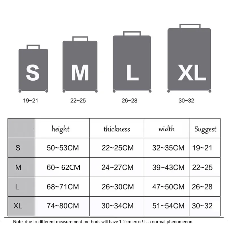 두꺼운 여행 가방 커버, 여행 트롤리 가방, 보호 커버, S / M / L / XL/ 18-32 인치, 여행용 액세서리