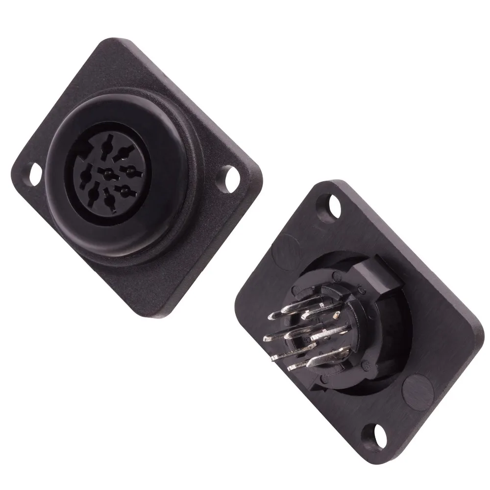 High quality 2pcs/lot DIN 8PIN Socket Chassis Panel Mount with straight through for D-Type panel