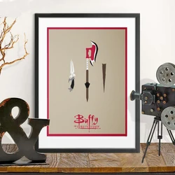 Buffy the Vampire Slayer Poster Minimal Art Print Scythe Knife Wooden Stake Buffy Wall Art Painting 90s TV Show Poster Pictures