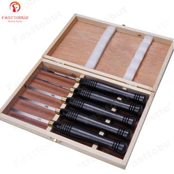 5pcs/set HSS Lathe Chisel Set Woodworking Turning Tool set HSS High Speed Steel Semicircle Knife Hand-held Wooden Turning Tool